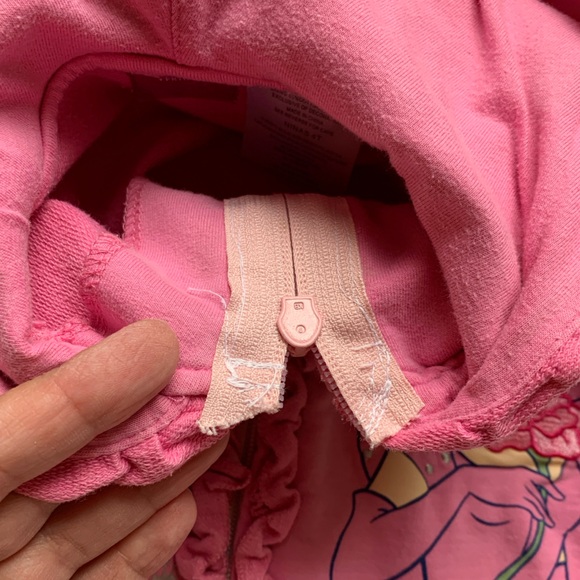Disney Princess Cinderella Embroidered Ruffled Pink Hoodie Jacket 4T - Picture 7 of 12